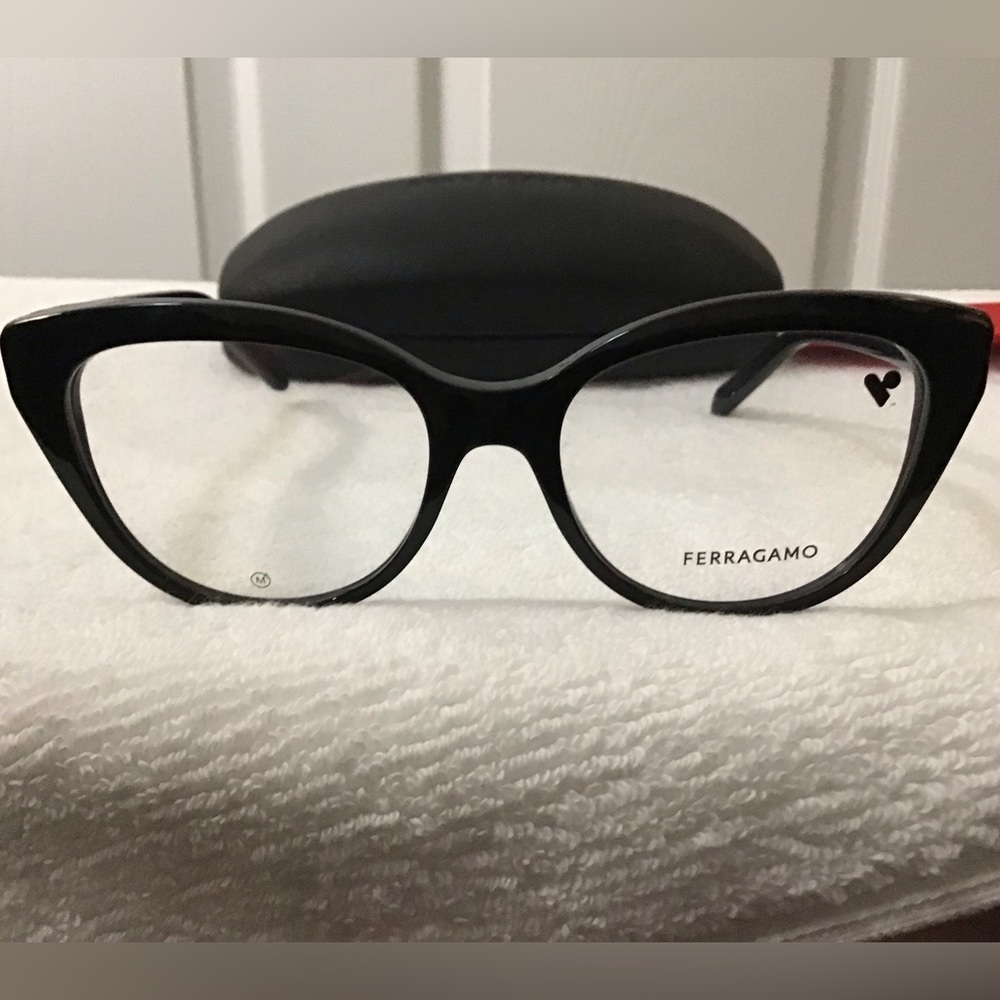 Salvatore Ferragamo Black Rectangular Glasses